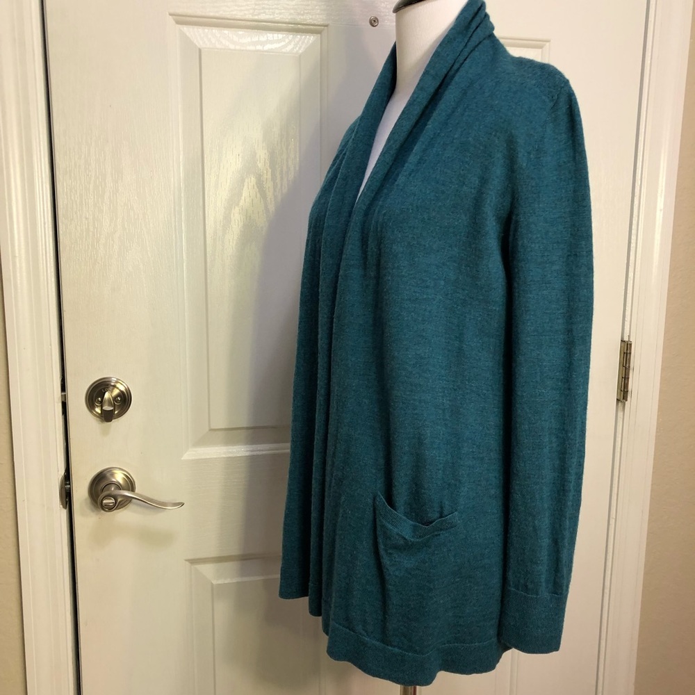 Talbots dark teal wool fly-away sweater, size S - Picture 2 of 6